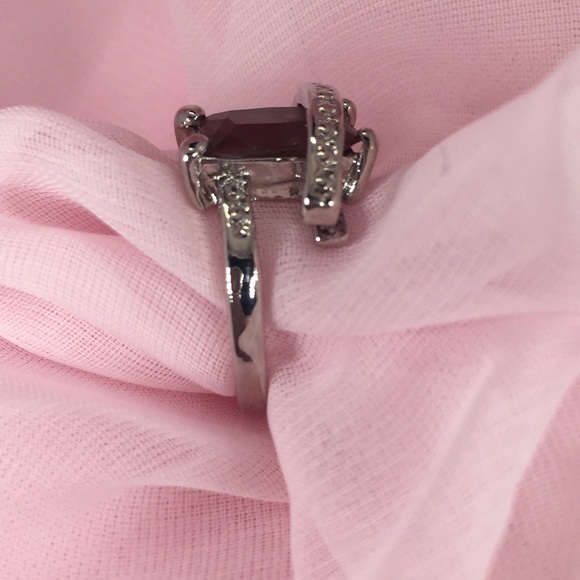 Prince Cut Purple Sapphire Gold Tone Ring - Picture 2 of 3